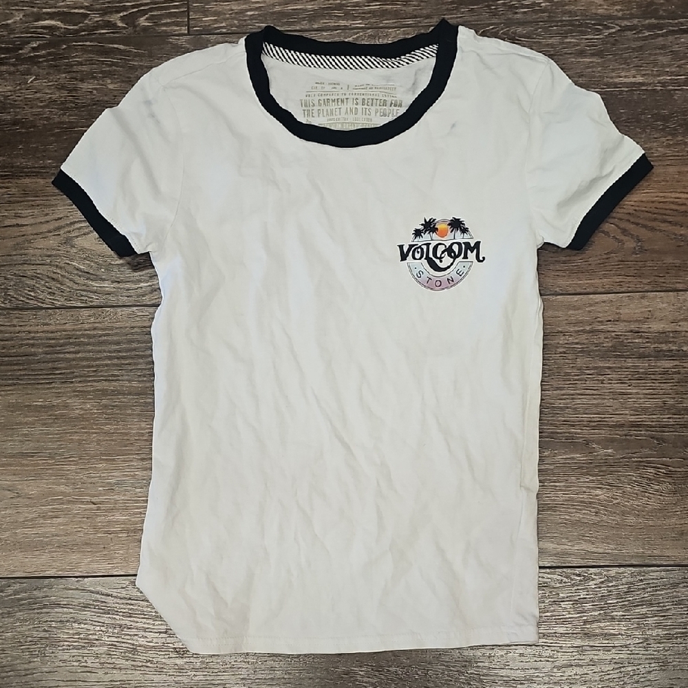 Volcom, White, Black ,Ringer, Tee, Skate, Surf, Summer, Vacation, Casual, Beach